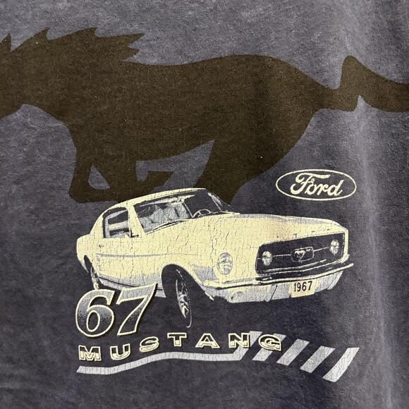 Ford‎ Mustang Shirt Mens Medium Blue 1967 Graphic Tee T-Shirt Vintage Wash Pony - Picture 4 of 10